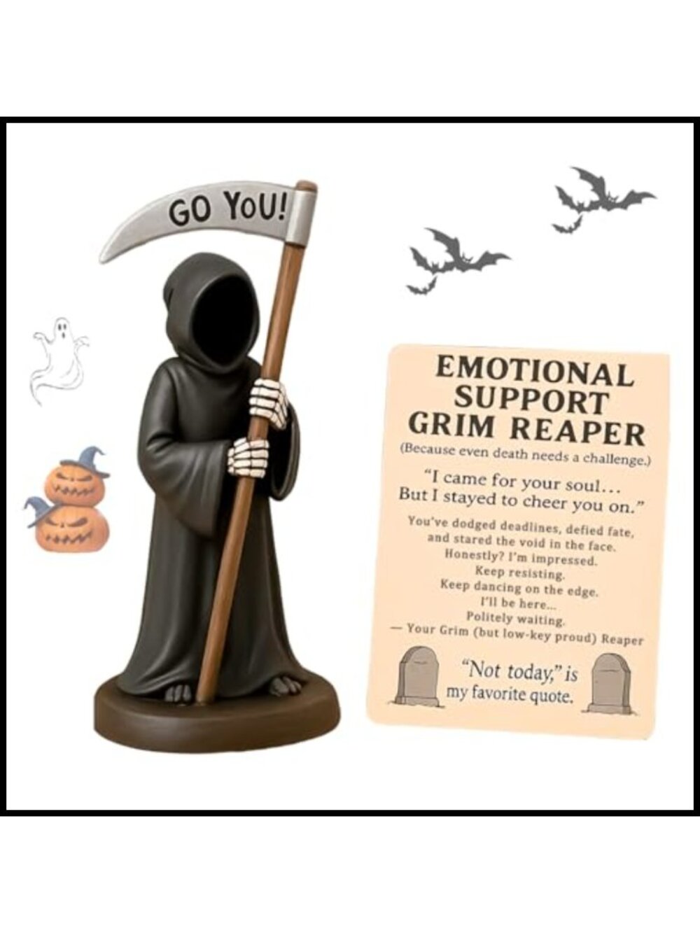 Reaper Gothic Figurine Hand-Painted Resin Statue Emotional Support Desk Decor
